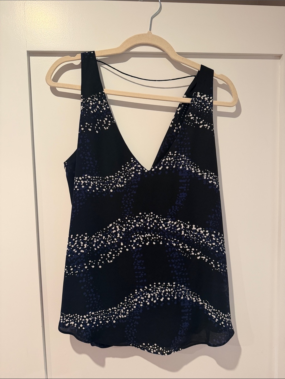 Sanctuary Navy V-Neck Dot Wave Camisole with White Dots
